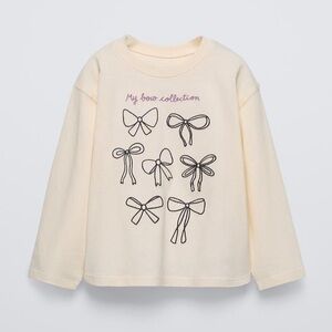 Zara Kids Long Sleeve Tee – Embroidered Bow Details